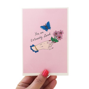 Kaart van You Are Very Love, handgemaakte bloemenkaart voor Valentijnsdag, Moederdag en jubileum, condoleancekaart