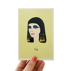 Liz Taylor Cleopatra Card, Iconic Figure Card, Illustrated Card for Film Lover, Elizabeth Taylor Cleopatra Birthday Card, Tribute Card