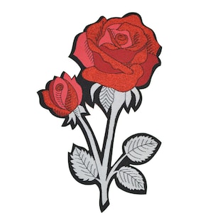 Red Rose Iron on Patch, Rose Back Patch, Large Flower Appliqué Patch, Patch for Jacket, Valentines Gift