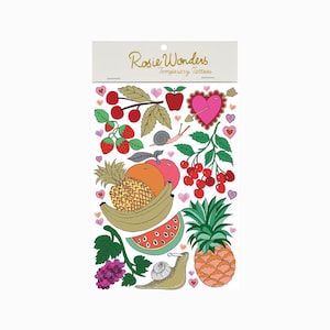 A6 Fruit and Snail Theme Temporary Tattoos, Birthday Gift or Hen party Fake Tattoos, Gold & Silver Foil Cherries Love Heart Festival Tattoos