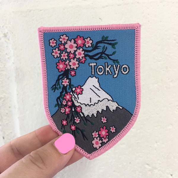 Tokyo Japan Hübsche Kirschblüte Aufbügler, Fuji Aufnäher, Floral Souvenir Aufnäher, Aufnäher für Jacke oder Tasche, Geburtstagsgeschenk