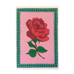 Biglietto fatto a mano con rosa per ogni occasione, biglietto di compleanno per lei, biglietto per la festa della mamma, biglietto per l'anniversario della rosa rossa, biglietto di condoglianze