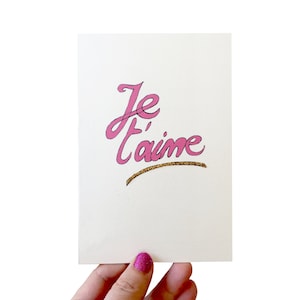 J'taime Card, I Love You Anniversary Card, Handgemaakte Valentines Card, J'taime Glitter Card, Kaart voor vrouw of man