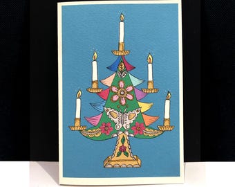 Mexican Christmas Tree Card, Glitter Ornament, Handmade Card Pack