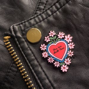 This Too Shall Pass Sacred Heart Enamel Pin, Mexican Milagros Heart Shaped Lapel Pin, Gift of Support, Mental Health Support Pin