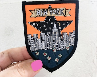 Parche termoadhesivo con el horizonte de Nueva York, parche de viaje a Nueva York, recuerdo de viaje a EE. UU., parche para mochila o chaqueta, regalo de cumpleaños para buzón