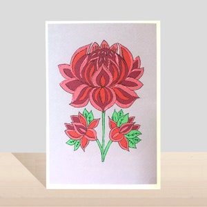 Cartão de flor de lótus indiano para qualquer ocasião, cartão de aniversário floral embelezado com brilho