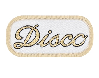 Aufbügler Aufbügler, Disco Retro 1970er Jahre glitzernde Gold Lurex, Mini Aufnäher, Disco Tänzerin Vintage Inspiriert Aufnäher für Kostüm Jacke oder Tasche