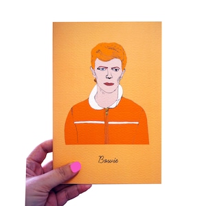 David Bowie Notebook With 40 Plain Pages, Music Icon Illustration, Bowie Tribute Notepad, Gift For David Bowie Fan, Father&#39;s Day Gift