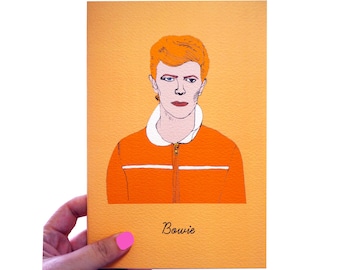 David Bowie Notebook With 40 Plain Pages, Music Icon Illustration, Bowie Tribute Notepad, Gift For David Bowie Fan, Father's Day Gift