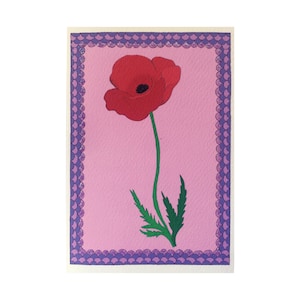 Red Poppy Handmade Card For Any Occasion, Birthday Card For Her, Mother's Day Card, Floral Anniversary Card, Poppy Sympathy Card