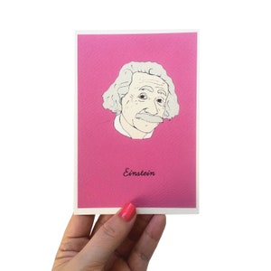 Tarjeta de apoyo para el examen de Albert Einstein, tarjeta del día del padre, tarjeta de la teoría de la relatividad para la graduación, tarjeta de cumpleaños científica ilustrada