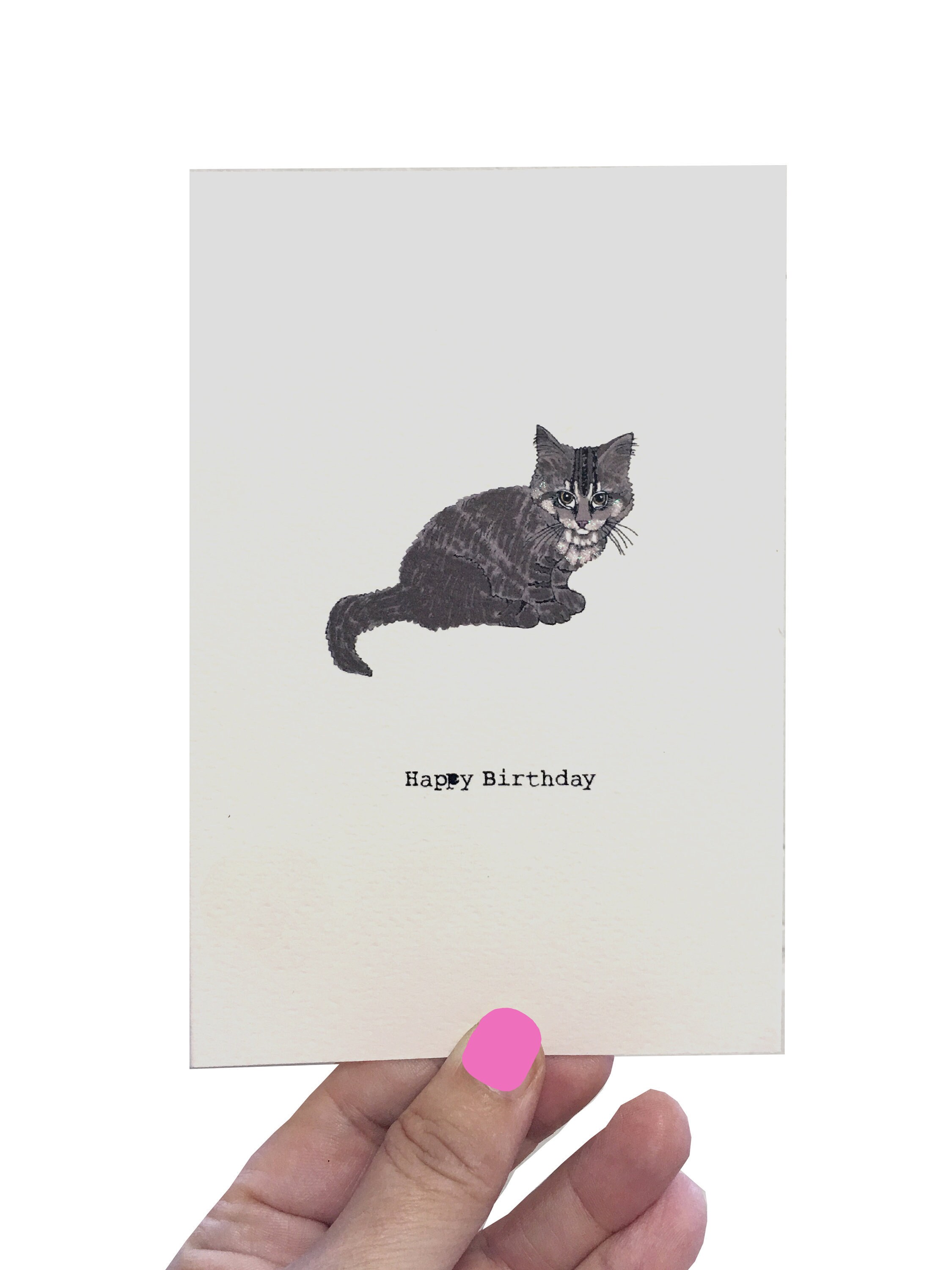 Handmade Cute Tabby Cat Birthday Card - Etsy