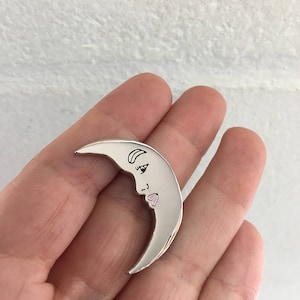 Halbmond Pin / Mond Phase Silber Revers Pin / Silber Mond Pin / Mond Schmuck