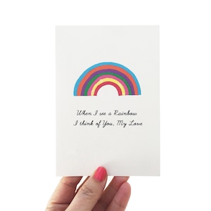 Als ik een regenboog zie, denk ik aan jou, mijn liefde, Valentijnskaart, kaart voor steun, kaart voor liefde