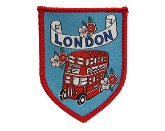 London Iron-on Travel Patch, Floral London Bus Travel Souvenir Patch For Jacket or Backpack