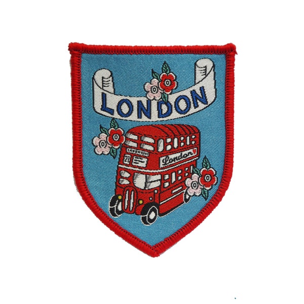 London Iron-on Travel Patch, Floral London Bus Travel Souvenir Patch For Jacket or Backpack
