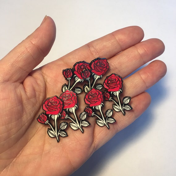 Pretty Red Rose Flower Enamel Pin Lapel Pin Rose Pin Etsy