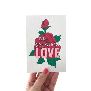 De grootste liefde Valentijnskaart, Rode Roos Glitter Handgemaakte Kaart, Verjaardagskaart