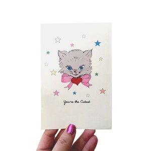 Você é o gatinho mais fofo, cartão de dia dos namorados para uma criança, lindo cartão de dia dos namorados para uma namorada, cartão de agradecimento