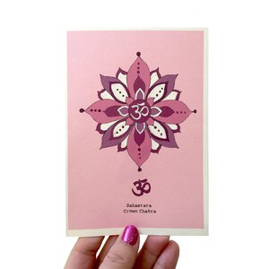 Kronenchakra Grußkarte, Set aus sieben Chakra Karten, spirituelle Meditation & Yoga Geburtstagskarte