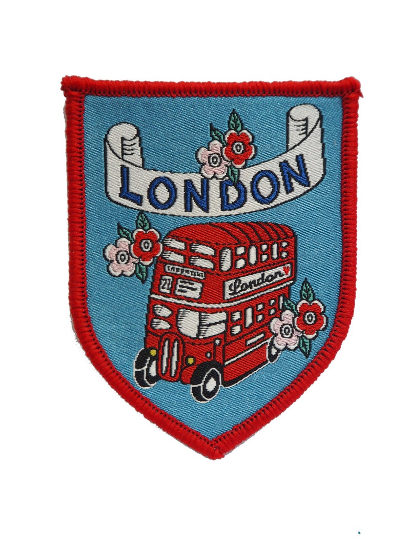London Ironon Travel Patch Floral London Bus Travel Souvenir Etsy