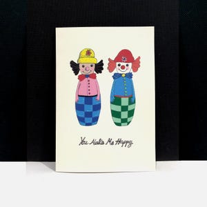 You Make Me Happy Karte, Happy Clowns Handgefertigte Karte mit Glitzer-Highlights Zum Valentinstag, zum Jahrestag oder für jeden Tag