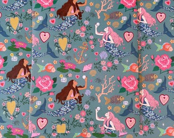 Mermaid Treasure Wrapping Paper Pack of 3 Sheets, Girl's Birthday Illustrated Gift Wrap