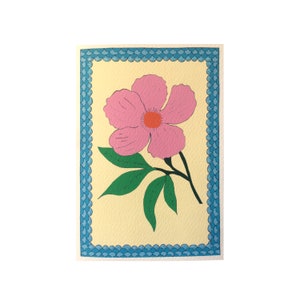 Roze bloem handgemaakte kaart voor elke gelegenheid, verjaardagskaart voor haar, Moederdagkaart, bloemenverjaardagskaart, sympathiekaart