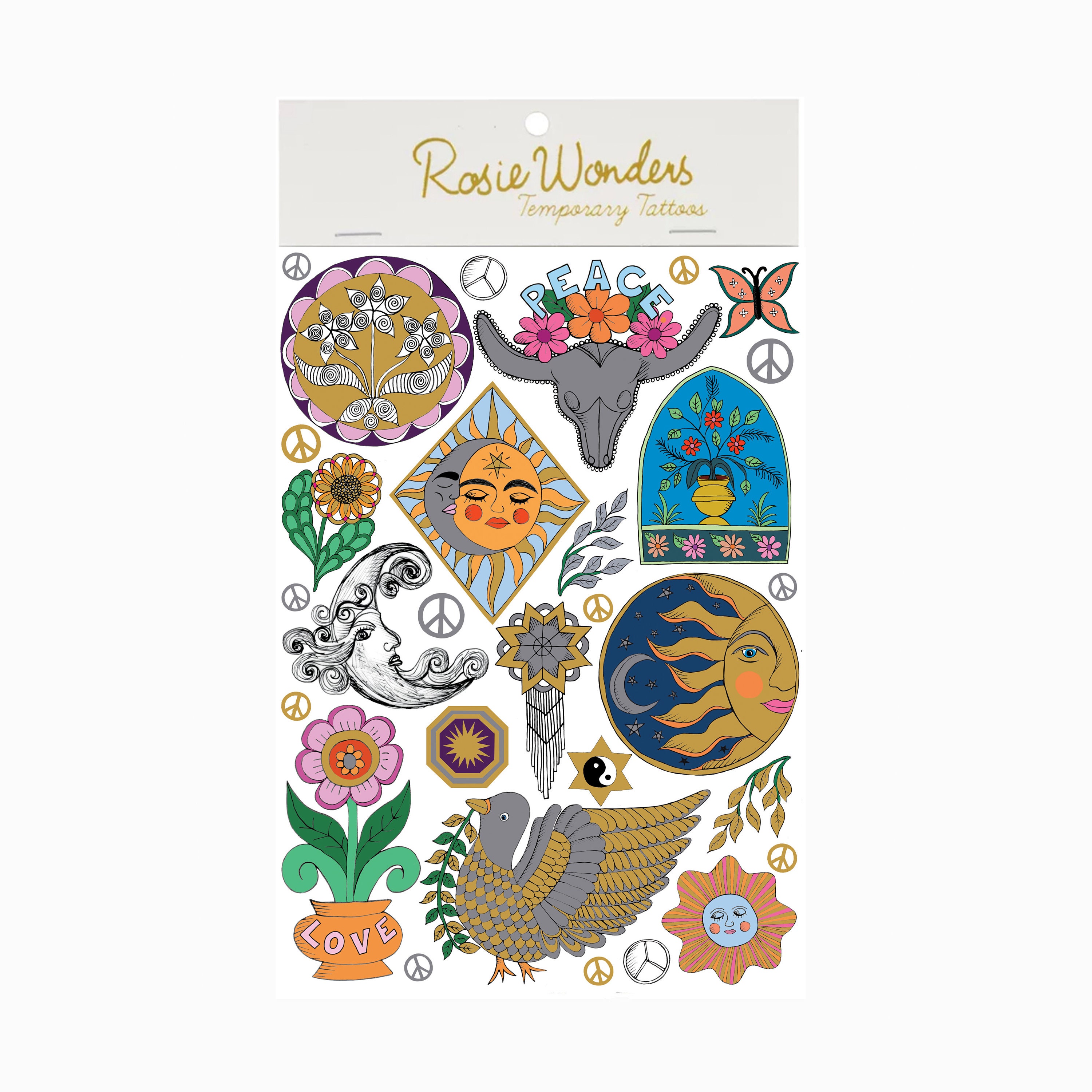 Moon and Stars 70's Inspired Metallic Temporary Tattoos - Etsy Ireland