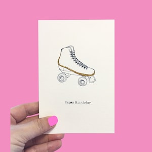 Carte d'anniversaire Roller-skating, carte d'anniversaire personnalisée Glitter Roller-Skating, carte illustrée faite à la main, carte Roller Disco