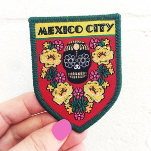 Écusson de voyage à Mexico, fer sur l'écusson, écusson d'art folklorique mexicain du jour des morts, écusson mexicain Sugar Skull, Frida Kahlo, cadeau de la Saint-Valentin