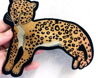 Reclining Leopard Iron-on Patch, Animal Patch for Backpack or Jacket Customisation, Birthday or Christmas Gift