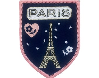 Paris Eiffel Tower Floral Travel Iron on Souvenir Patch, Patch for Jacket or Bag, Paris City of Romance, Valentines Gift