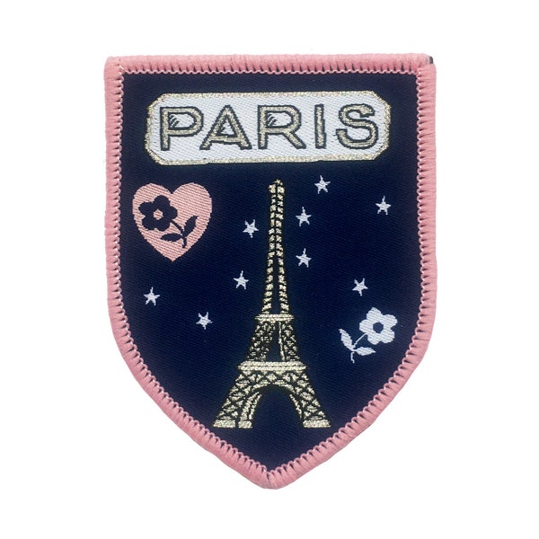 Paris Eiffel Tower Floral Travel Iron on Souvenir Patch, Patch for Jacket or Bag, Paris City of Romance, Valentines Gift