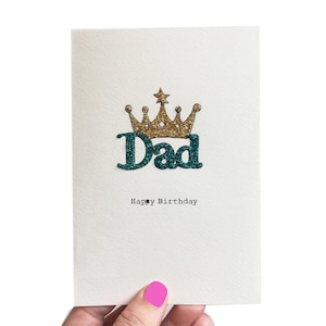 Alles Gute zum Geburtstag Papa Karte, Glitzer Krone Geburtstagskarte für Papa, spezielle Karte für Papa, Handgemachte Karte nach Wahl