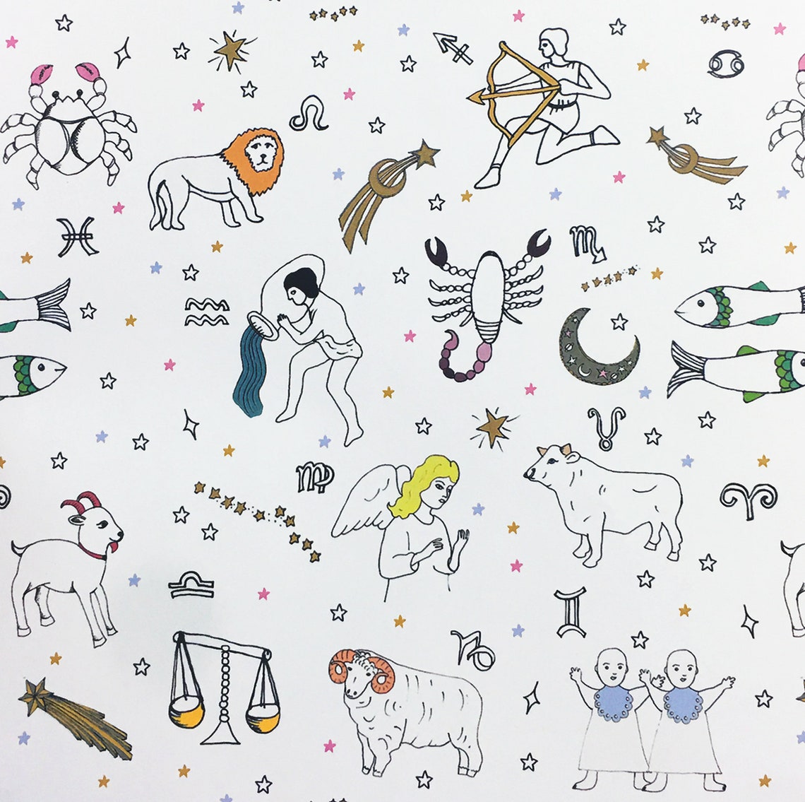 The Zodiac Star Signs Wrapping Paper 3 Folded Sheets of Etsy