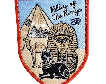 Egypt Souvenir Travel Patch, Valley Of the Kings Iron on Patch, King Tutankhamun Egyptian Pyramids Applique Patch