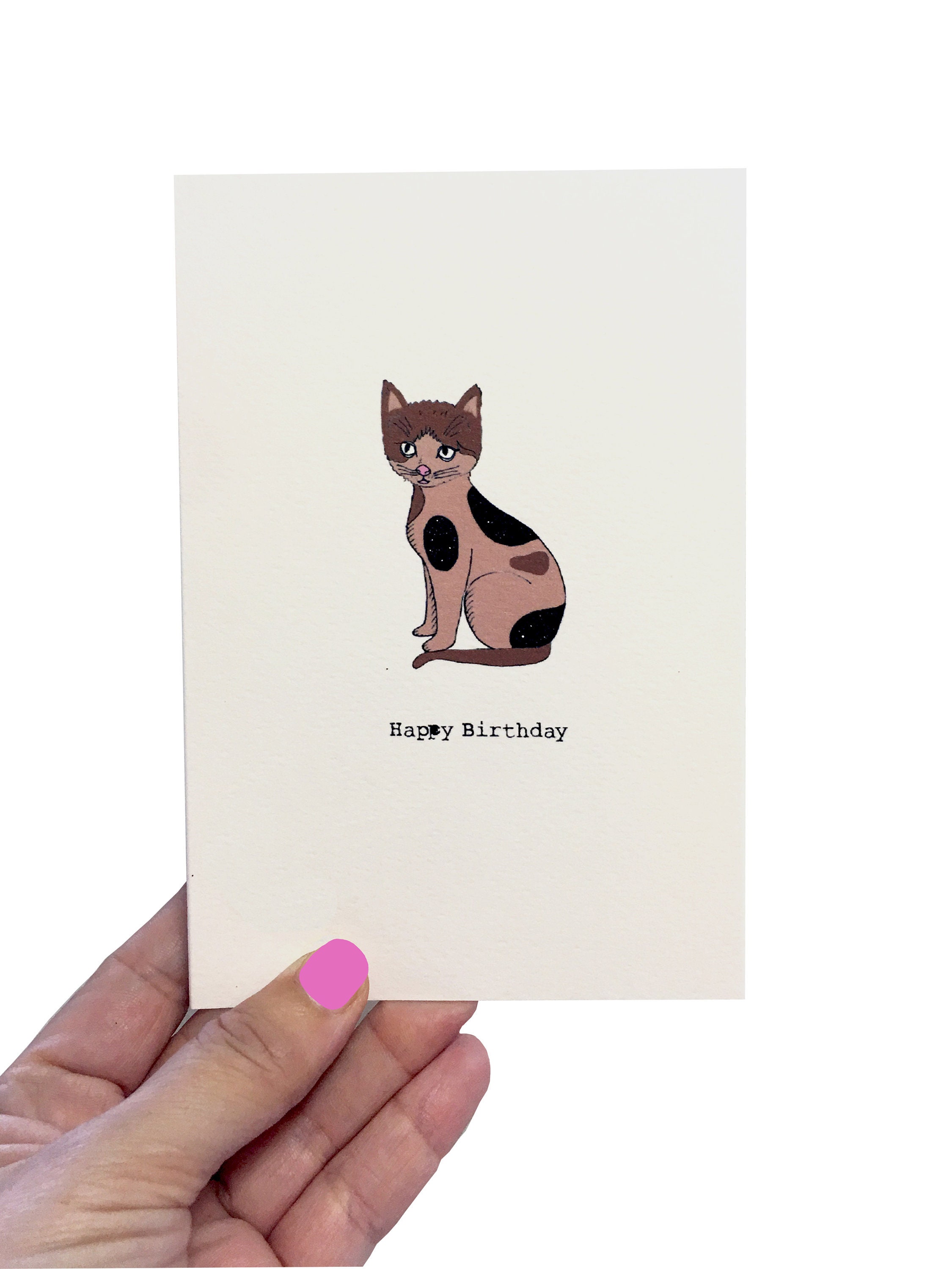 Tortoiseshell Cat Birthday Card, Handmade Glitter Embellished Cat Card ...