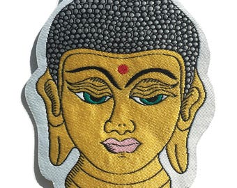 Buddha Head Iron on Patch, Spiritual Meditation Patch, Golden Buddha patch, Patch for Backpack, Travel Patch, Souvenir Patch, Yoga Patch