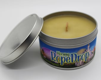 Morning Rope Drop | Coffee | Disney Inspired Scented Candle | 8oz Tin With Wood Wick | Disney World | Magic Kingdom | EPCOT | Hollywood