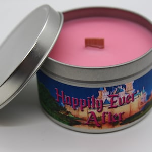 Happily Ever After | Disney Inspired Scented Candle | 8oz Tin With Wood Wick | Disney World | Family Vaca | Princess Castle | Magic Kingdom