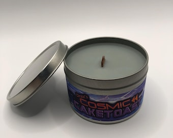 Drax's Cosmic Caketoast | Disney Inspired Scented Candle | 8oz Tin With Wood Wick | Memories | Family Vacation | EPCOT | Guardians Rewind