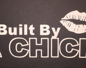 Built By A Chick Lips Sticker Vinyl Decal