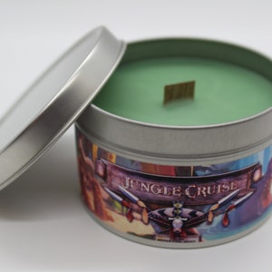 Jungle Cruise | Disney Inspired Scented Candle | 8oz Tin With Wood Wick | Memories | Magic Kingdom | Adventure Land | Family Vacation