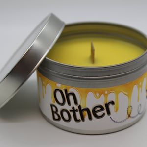 Oh Bother | Winnie The Pooh | Disney Inspired Scented Candle | 8oz Tin With Wood Wick | Memories | Disney Family Vacation | Magic Kingdom