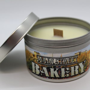 Main Street Bakery | Disney Inspired Scented Candle | 8oz Tin With Wood Wick | Sugar Cookie | Disney Family Vacation | Magic Kingdom | Main