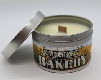 Main Street Bakery | Disney Inspired Scented Candle | 8oz Tin With Wood Wick | Sugar Cookie | Disney Family Vacation | Magic Kingdom | Main