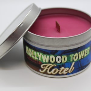Hollywood Tower Hotel | Disney Inspired Scented Candle | 8oz Tin With Wood Wick | Family Vacation | Tower Of Terror | Hollywood Studios