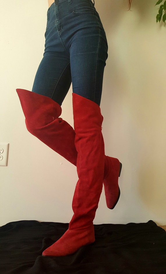 Wonder-Woman Suede Thigh High Boots